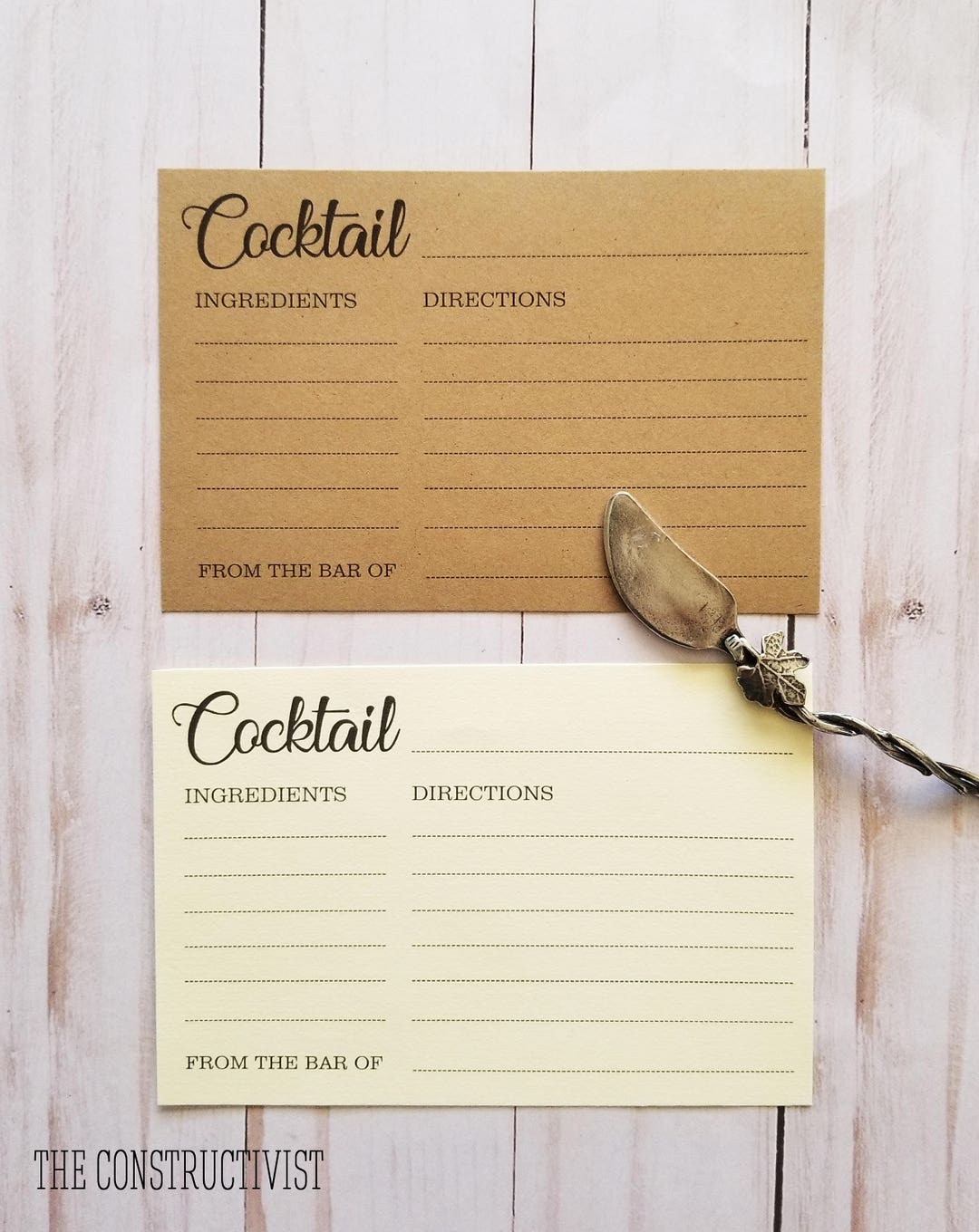 Printed Cocktail RECIPE CARDS Modern Rustic Wedding Bridal Shower printed-cocktail-recipe-cards-modern-rustic-wedding-bridal-shower