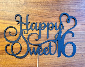 Cake Topper HAPPY SWEET 16 | Birthday | Party Supplies | Decor