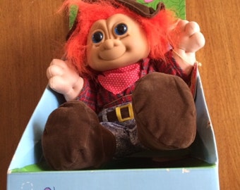 Collectible Troll Kidz by Russ -  Buckaroo with Red Hair and Blue Eyes - in  a Cowboy Outfit