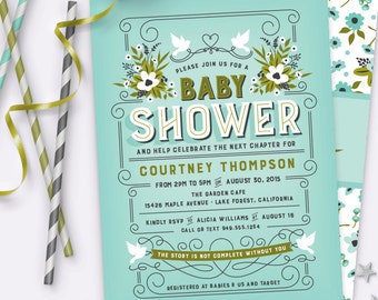 Storybook Baby Shower Invitation – Printable Baby Shower Invitation by Squawk Box Studio