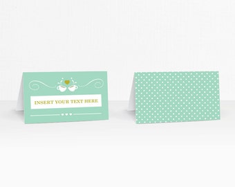 Garden Tea Party Tent Cards – GREEN – Editable Text – Printable Tent Cards by Squawk Box Studio – INSTANT DOWNLOAD