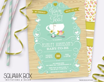 Garden Tea Party Baby Shower Invitation – Gender Neutral – Printable Invitation by Squawk Box Studio
