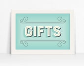 4x6 Storybook Gift Table Sign Apricot or Blue Printable 4x6 Sign by Squawk Box Studio