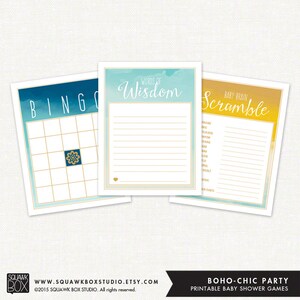 Ombre Aquarell Baby Shower Spiele – Summer Breeze – druckbare Spielkarten von Squawk Box Studio