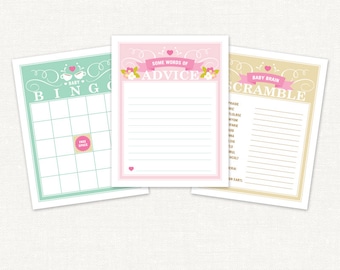 Garden Tea Party Baby Shower Games – Baby Girl – Karty do gry do druku autorstwa Squawk Box Studio – NATYCHMIASTOWE POBIERANIE