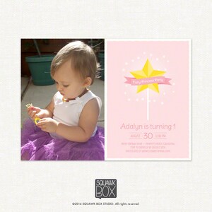 Fairy Princess Birthday Invitation Set – Invitación a la foto imprimible y tarjeta de agradecimiento por Squawk Box Studio