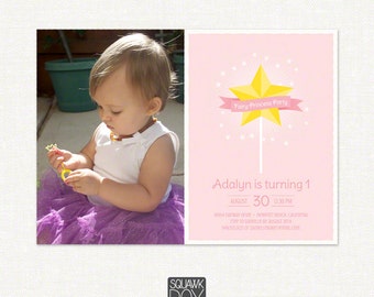 Fairy Princess Birthday Invitation Set – Printable Photo Invitation and Thank You Card by Squawk Box Studio