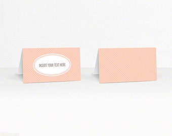 Karty namiotowe Peach Stripe – edytowalny tekst – karty namiotowe do druku autorstwa Squawk Box Studio