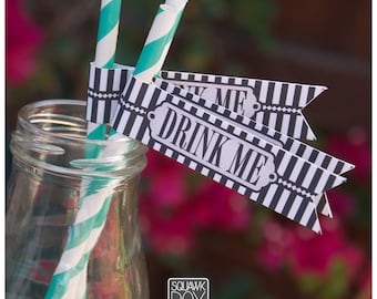 Straw Flags – Drink Me – Printable Straw Flags by Squawk Box Studio – INSTANT DOWNLOAD