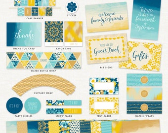 Bohemian Baby Shower Decorations – Baby Boy, Summer Breeze – Printable Party Kit by Squawk Box Studio