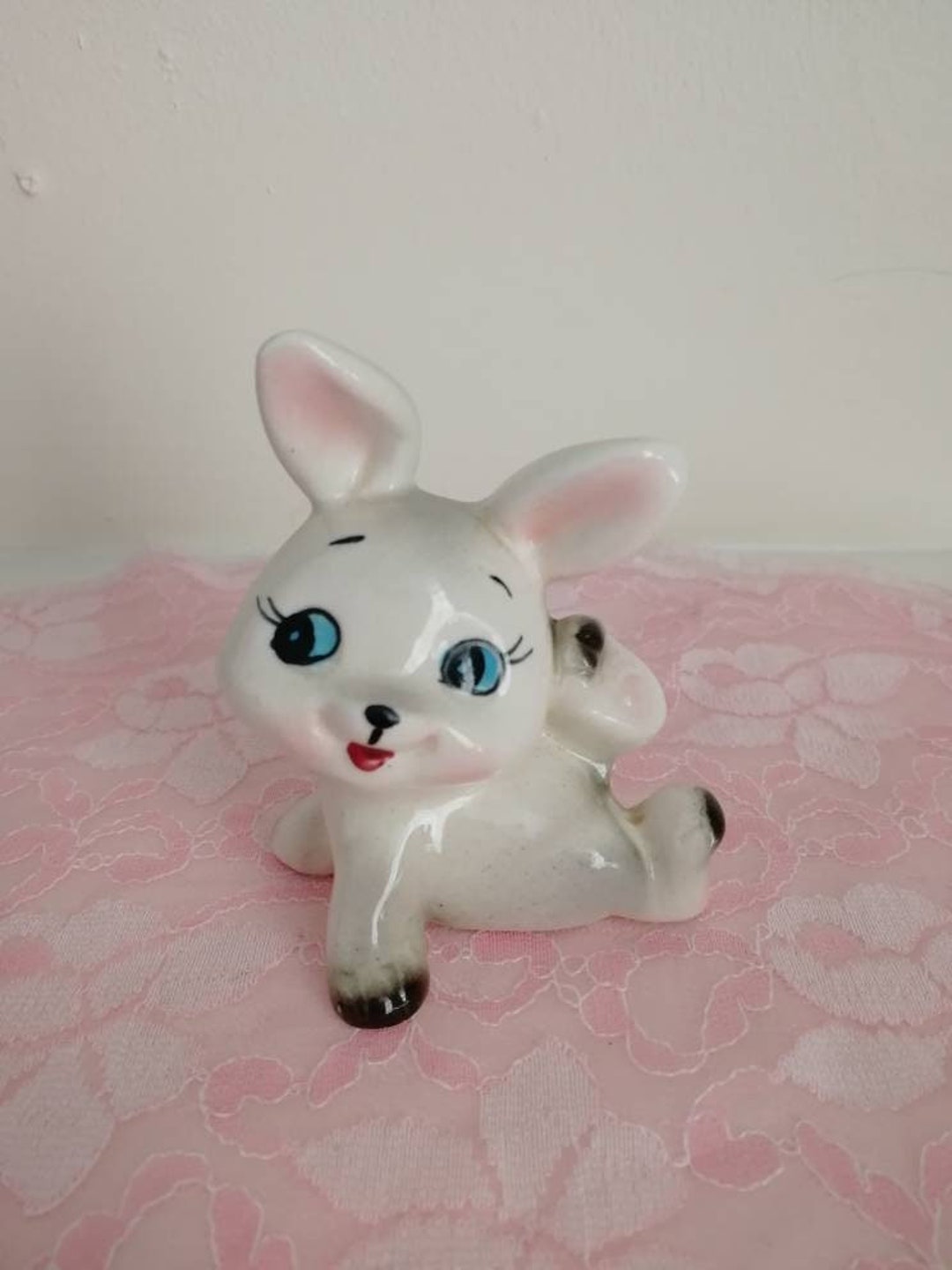 Kitsch Shiny Rabbit Vintage Kitsch White Bunny Rabbit Ornament Made in Japan - Etsy