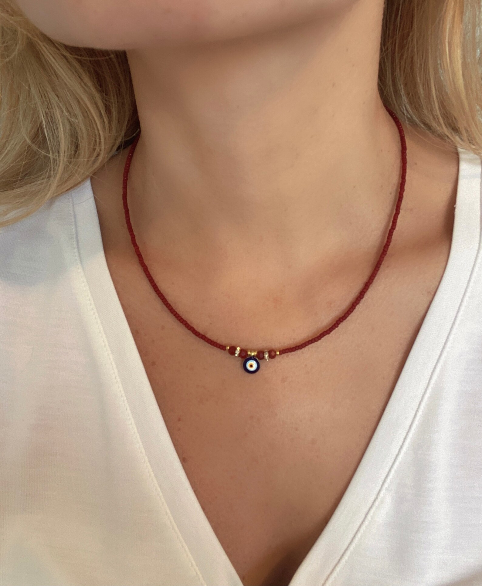 Evil Eye Drop Necklace Evil Eye Choker Christmas Gift Beach Etsy