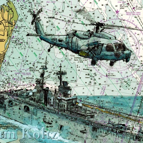 USS Wasp LHD-1 Amphibious Assault shops Ship Museum Quality Giclée Print of Watercolor on Nautical Chart by Marine Artist and Navy Vet Adam Koltz