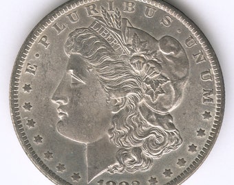 1882-CC One Dollar Morgan Silver Dollar Choice BU, Mint Luster Rare Gun Metal Toning