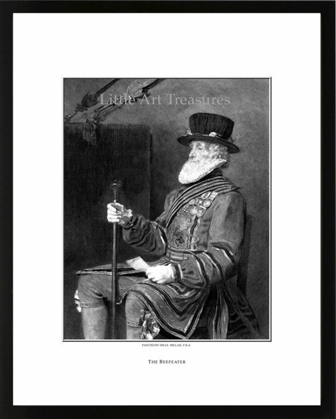 The BEEFEATER par Sir J.E Millais, P.R.A., gravure anglaise du 19ème