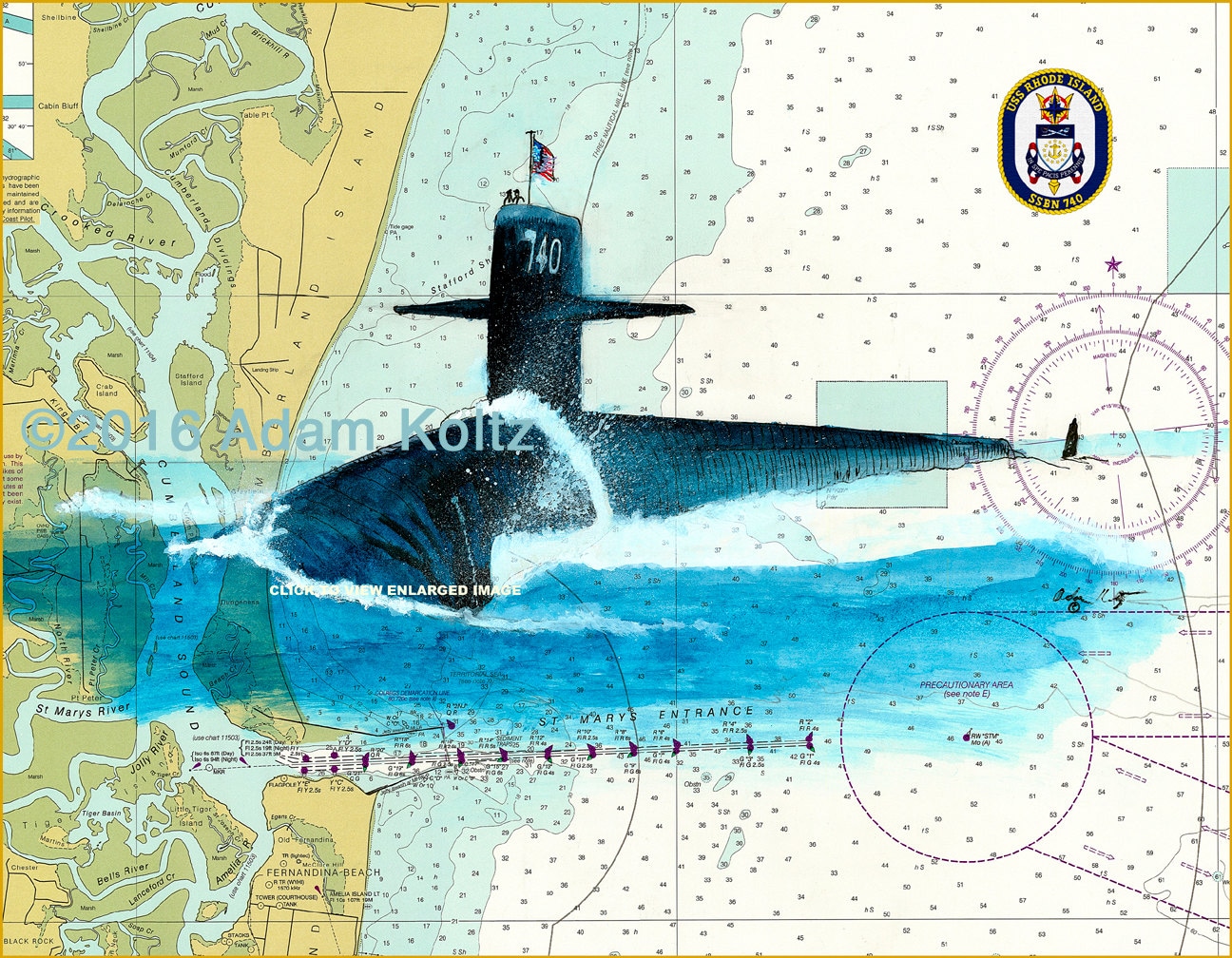 USS Rhode Island SSBN740 Ohioclass Submarine Museum Quality Giclée
