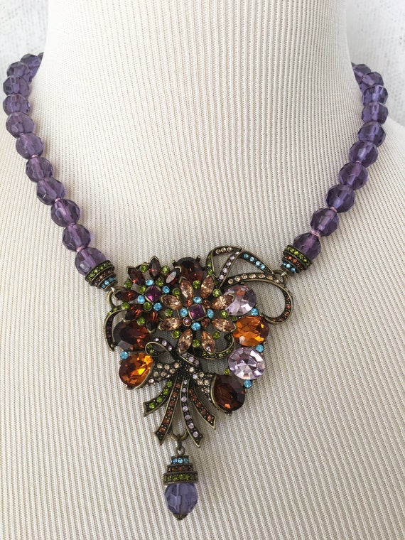 Heidi Daus Purple Necklace & Earrings Set | Etsy