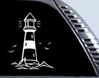 Lighthouse Ocean Shoreline Rear Window Graphic Decal Sticker Truck SUV Van Car