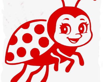 Cute LADYBUG Smiling DECAL STICKER Car Window MacBook Laptop tablet iPad Water Bottle Bumper Wall 6 Year Exterior Interior Rated Grade vinyl