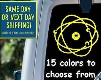 ATOM Sticker Decal Car Window MacBook Laptop Tablet iPad Water Bottle Gift Bumper 6 Year Exterior Interior Rated Vinyl