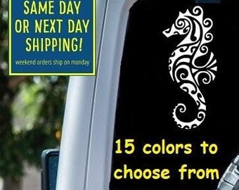 TRIBAL SEAHORSE STICKER Decal Car Window MacBook Laptop Tablet iPad Water Bottle Wall 6 Year exterior interior rated Grade vinyl