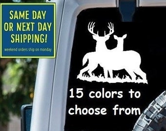 Buck Doe DEER STICKER DECAL Car Window MacBook iPad Laptop Water Bottle Tablet Wall 6 Year Rated Exterior Indoor Vinyl