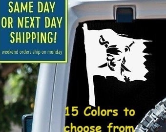 PIRATE SKULL SWORDS Bandana Flag Sticker Decal Car Window MacBook Laptop Tablet iPad Water Bottle Gift 6 Year Exterior Interior Rated Vinyl