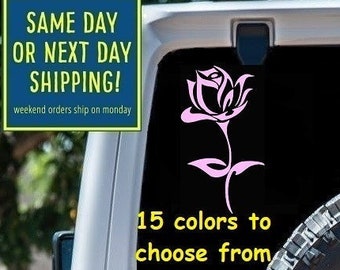ROSE STICKER DECAL Car Window MacBook Laptop Tablet iPad Water Bottle Wall Door Bumper 6 Year Exterior Interior Rated Grade vinyl