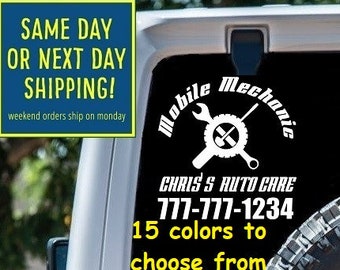 CUSTOM MOBILE MECHANIC Sticker Decal Car Window MacBook iPad Laptop Water Bottle Tablet Wall 6 Year Rated Exterior Indoor Vinyl