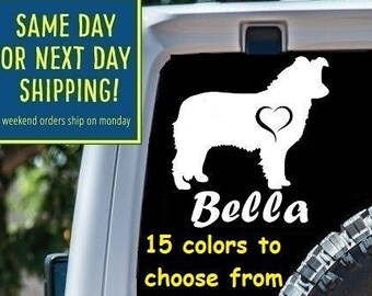 Custom Name BORDER COLLIE HEART Sticker Decal Car Window MacBook iPad Laptop Water Bottle Tablet Wall 6 Year Rated Exterior Indoor Vinyl