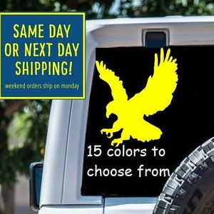 Flying EAGLE Car Window STICKER DECAL Gold Bald Eagle MacBook Tablet Laptop iPad Water Bottle 6 Year exterior interior Rated vinyl