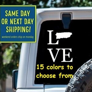 LOVE PUERTO RICO Sticker Decal Car Window MacBook Laptop Tablet iPad Water Bottle Gift 6 Year Exterior Interior Rated Vinyl