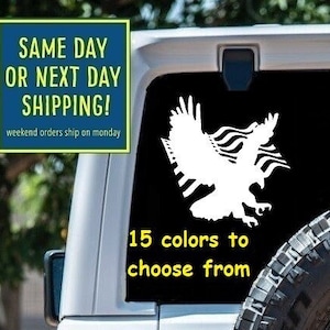 BALD EAGLE AMERICAN Flag Sticker Decal Car Window MacBook iPad Laptop Water Bottle Tablet Wall 6 Year Rated Exterior Indoor Vinyl