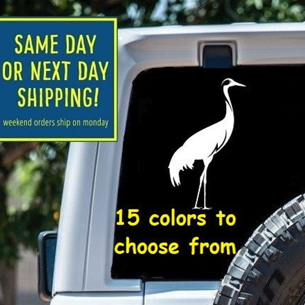 CRANE Bird Sticker Decal Car Window MacBook iPad Laptop Water Bottle Tablet Wall 6 Year Rated Exterior Indoor Vinyl