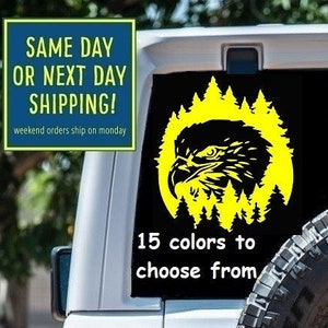 BALD EAGLE FOREST Sticker Decal Car Window MacBook iPad Laptop Water Bottle Tablet Wall 6 Year Rated Exterior Indoor Vinyl