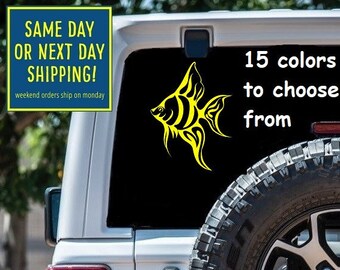 Tropical Angel Fish STICKER Decal Car Window MacBook Laptop Tablet iPad Water Bottle Gift 6 Year exterior interior rated Grade vinyl