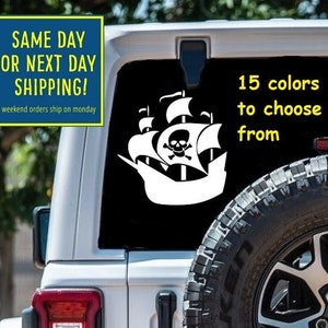 PIRATE SHIP STICKER Decal Car Window MacBook Tablet Laptop iPad Water Bottle Wall Door 6 Year Exterior Interior Rated Grade vinyl
