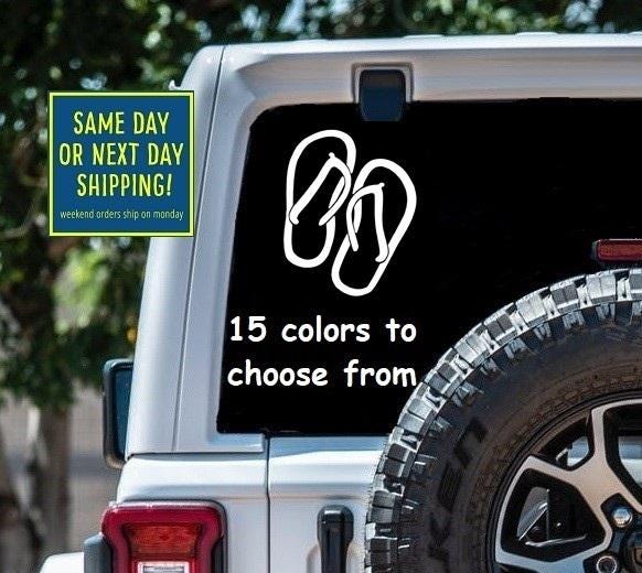 FLIP FLOPS STICKER Decal Car Window MacBook Laptop Tablet iPad Water Bottle Wall 6 Year exterior interior rated Grade vinyl