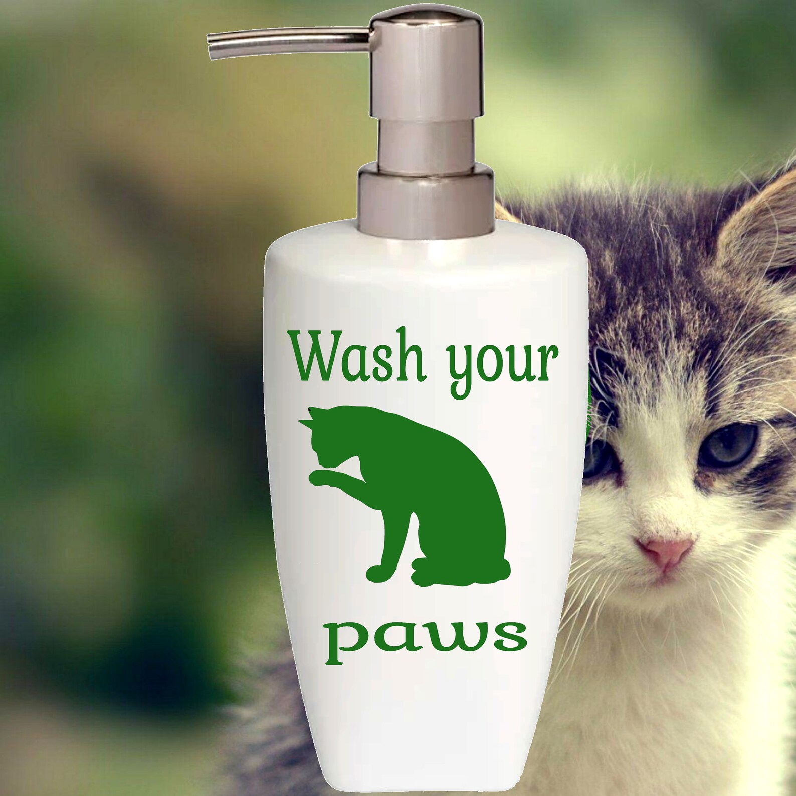 Wash Your Paws Cat Soap Pump Dispenser Wash Your Paws Cat Etsy
