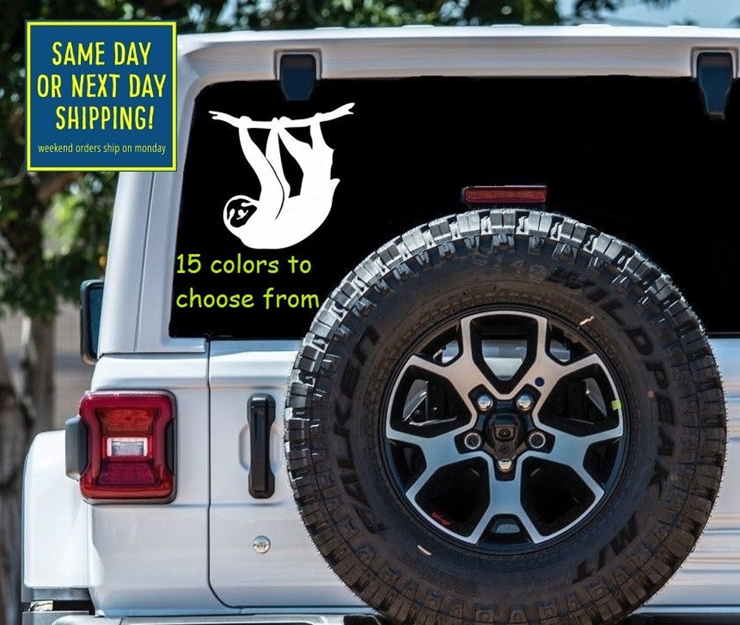 Window Sticker Sloth Funny Hanging SLOTH STICKER DECAL Car Window MacBook Tablet Laptop ...