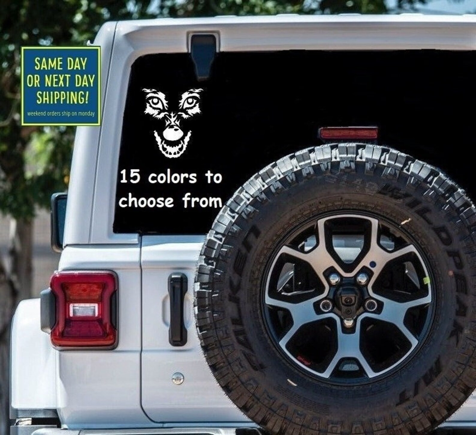 ANGRY WOLF Face STICKER Decal Car Window MacBook Laptop Tablet iPad ...