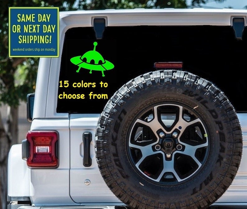 ALIEN SPACESHIP Sticker Decal Car Window MacBook Laptop Tablet iPad ...