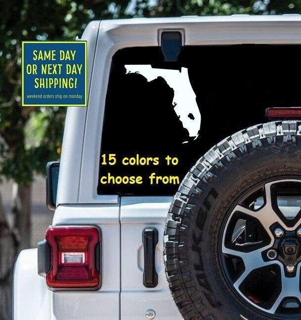 State Of FLORIDA STICKER DECAL Car Window MacBook Laptop Tablet iPad Water Bottle Gift 6 Year Exterior Interior Rated Vinyl