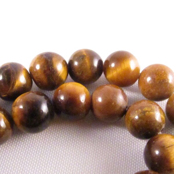 15 Tigers Eye Beads -8mm- Natural Gemstone Round Beads- Loose Beads- Dark Brown