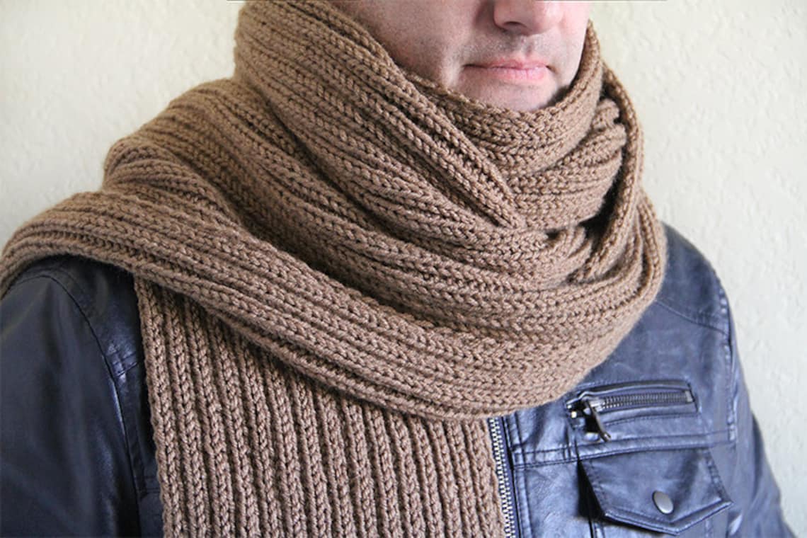Extra Long Mens Scarf. Made to Order. Hand Knitted Winter Scarf. Chunky