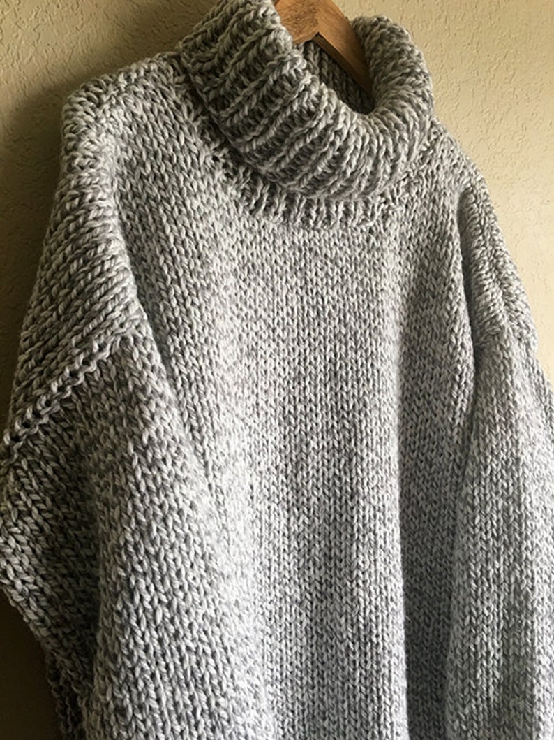 Melange Long Oversized Sweater Hand Knit Sweater Chunky Knit - Etsy