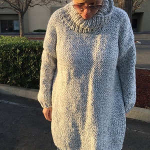 Melange Long Oversized Sweater Hand Knit Sweater Chunky Knit Sweater Cozy Ski Sweater Christmas Gift Boho Style