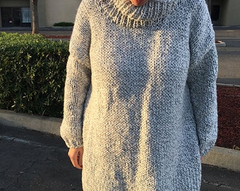 メランジロングオーバーサイズセーター ハンドニットセーター チャンキーニットセーター 着心地の良いスキーセーター クリスマスギフト ボヘミアンスタイル