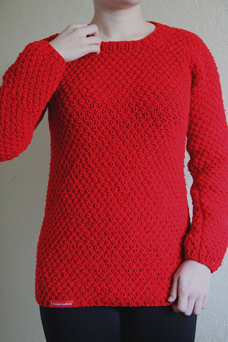 Women's Hand Knitted Sweater Cable Knit Warm Sweater Red - Etsy