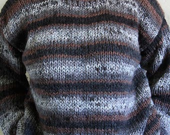 Grey Brown soft knit sweater, Womens sweater, Knit sweater oversized,Hand-knit sweater, Womens knit pullover, Gift for her